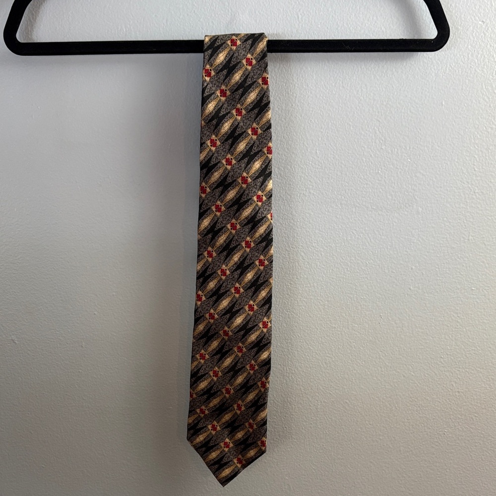 Ermenegildo Zegna Black and Gold Patterned Tie